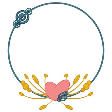 Romantic abstract heart round frame. Decor for greeting card. Stock Illustration