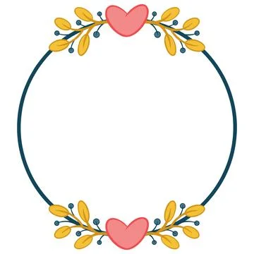 Romantic abstract heart round frame. Decor for greeting card. Stock Illustration