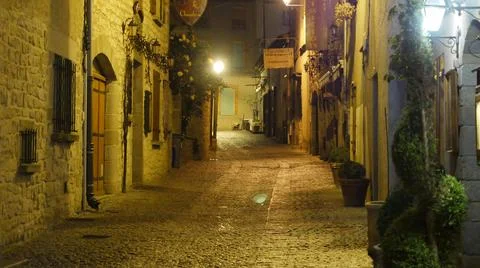 Romantic ally at night Stock Photos