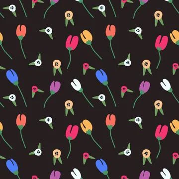 A romantic and elegant floral pattern featuring hand-drawn flowers Stock Illustration