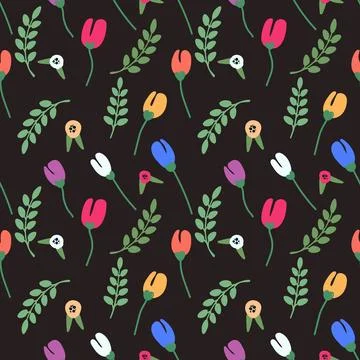 A romantic and elegant floral pattern featuring hand-drawn flowers Stock Illustration