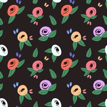 A romantic and elegant floral pattern featuring hand-drawn flowers Stock Illustration