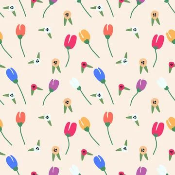 A romantic and elegant floral pattern featuring hand-drawn flowers Stock Illustration