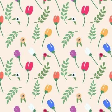A romantic and elegant floral pattern featuring hand-drawn flowers Stock Illustration
