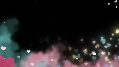 Romantic animated background featuring glowing colorful heart particles Stock Footage 342108556