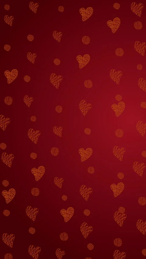 Romantic animated pattern of hanging wavy curtains with painted hearts. Stock Footage 297496063
