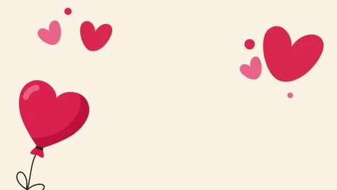 Romantic animation with floating heart shaped balloons and scattered hearts Stock Footage 327139995