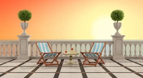 Romantic aperitif at sunset Stock Illustration