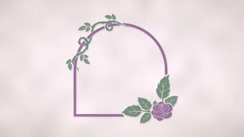 Romantic arch frame of roses growing with blooming flowers and falling petals Stock-Footage 348299741
