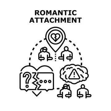 Romantic attachment concepts illustrating complex relationship dynamics, emot Stock Illustration