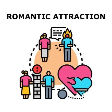Romantic attraction concept with people connection and dating Stock Illustration