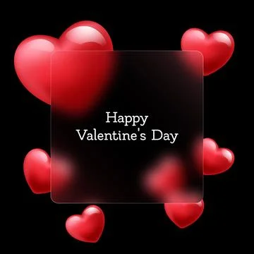 Romantic background with blurred floating red hearts and matte frame Stock-Illustration