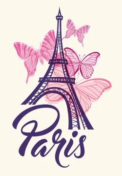 Romantic background with Eiffel Tower Stock Illustration