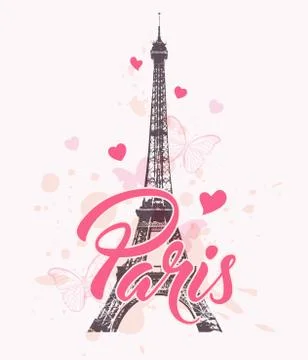 Romantic background with Eiffel Tower Stock Illustration