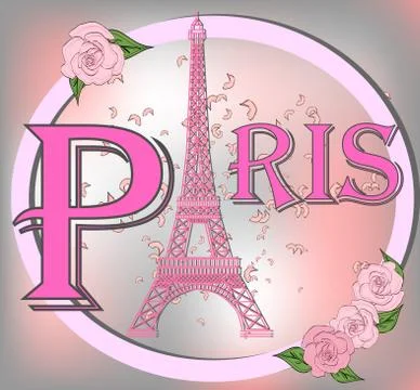 Romantic background with Eiffel tower, illustration Stock Illustration