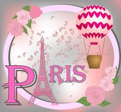 Romantic background with Eiffel tower, illustration Illustrazione stock