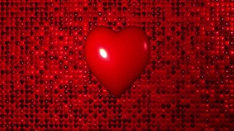 Romantic background flying red heat wall love heart. For St. Valentines Day Stock Footage 84344339