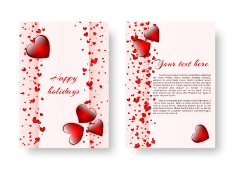 Romantic background with red hearts Stock Illustration