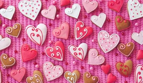 Romantic background. Table top view. Valentines Day concept Stock Photos