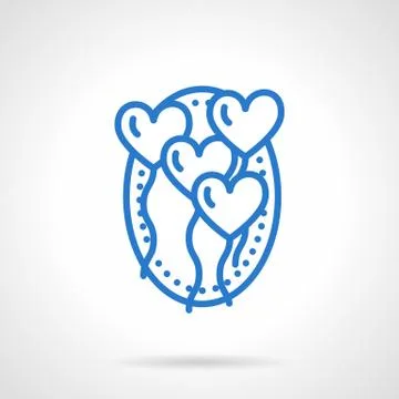 Romantic balloons vector icon blue line style Stock Illustration