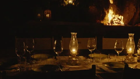 A romantic barbeque setting at a luxury African tourist destination. Stock Footage 135817043