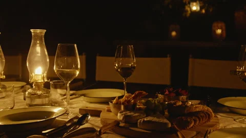 A romantic barbeque setting at a luxury African tourist destination. Stock Footage 135820533
