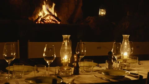 A romantic barbeque setting at a luxury African tourist destination. Stock Footage 135820601