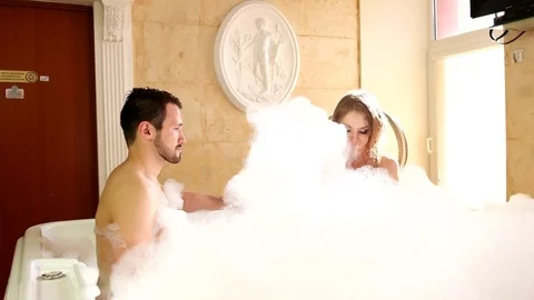 Romantic in a Bath with Foam Stock Footage 75842100