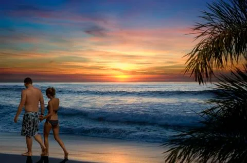 Romantic beach walk Foto stock