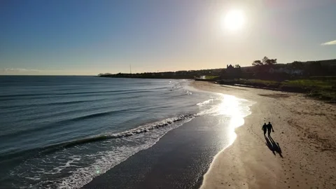Romantic beach walkers Stock Footage 260238504