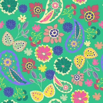 Romantic Beauty pattern with Flower and  Paisley Stock Illustration