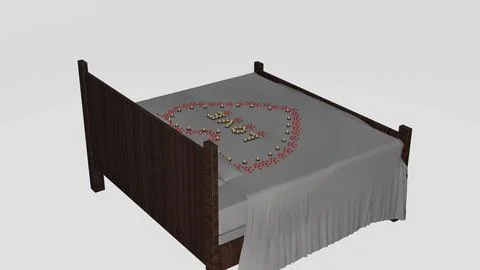 Romantic bed decoration 3 Stock Illustration