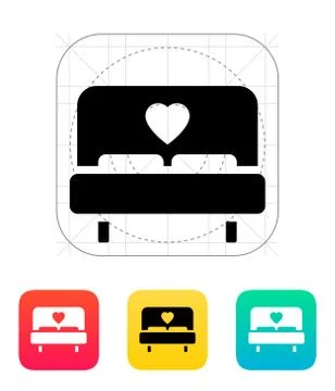 Romantic bed icon. Stock Illustration