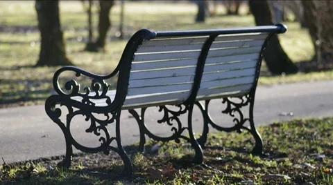 Romantic bench in peaceful park in spring Stock Footage 47927976