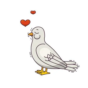 Romantic bird with a hearts. Stock Illustration