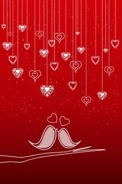 Romantic birds Stock Illustration