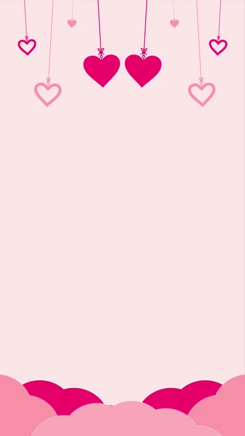 Romantic Blue Cloudscape with Heartstrings Looping Vertical Video Background Stock Footage 262550520