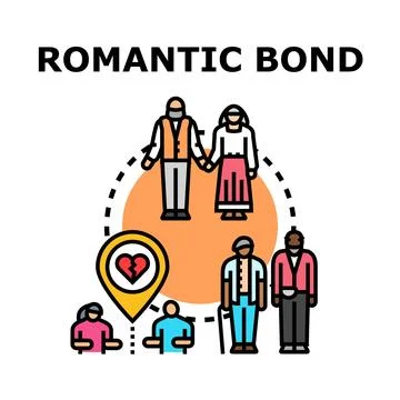 Romantic bond concept with different relationship stages Stock Illustration