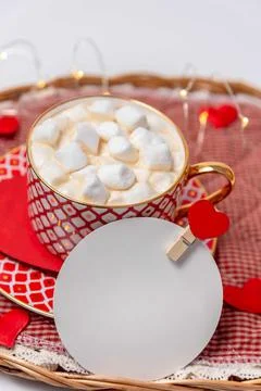 Romantic breakfast in bed for lovers Stock Photos