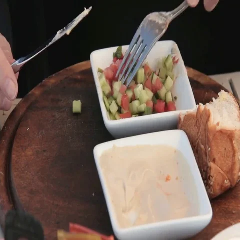 Romantic breakfast in a cafe on the beach. Time lapse Stock Footage 69420247