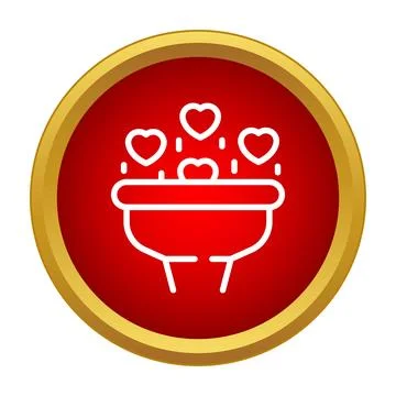 Romantic bubble bath with floating hearts icon Stock Illustration