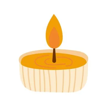 Romantic burning tea candle or cozy candle in a case isolated on white 스톡 일러스트