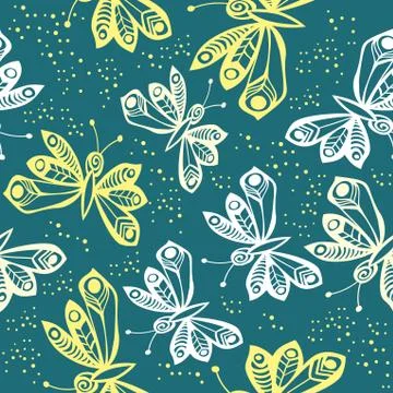 Romantic butterfly seamless pattern. Stock Illustration