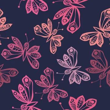 Romantic butterfly seamless pattern. Stock Illustration