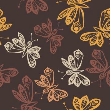 Romantic butterfly seamless pattern. Stock Illustration