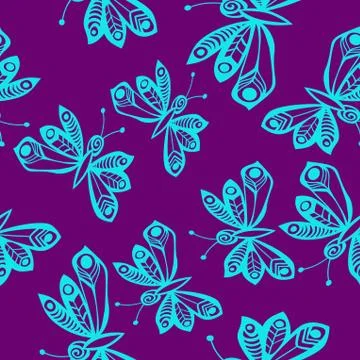 Romantic butterfly seamless pattern. Stock Illustration