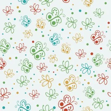 Romantic butterfly seamless pattern. Stock Illustration