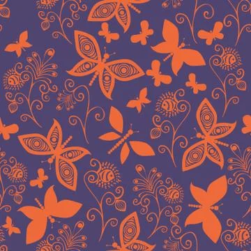 Romantic butterfly seamless pattern. Stock Illustration
