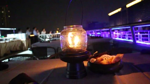 Romantic Candle Light Dinner Restaurant Bangkok Thailand Stock Footage 131071292