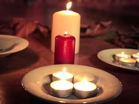 Romantic candlees Stock Photos